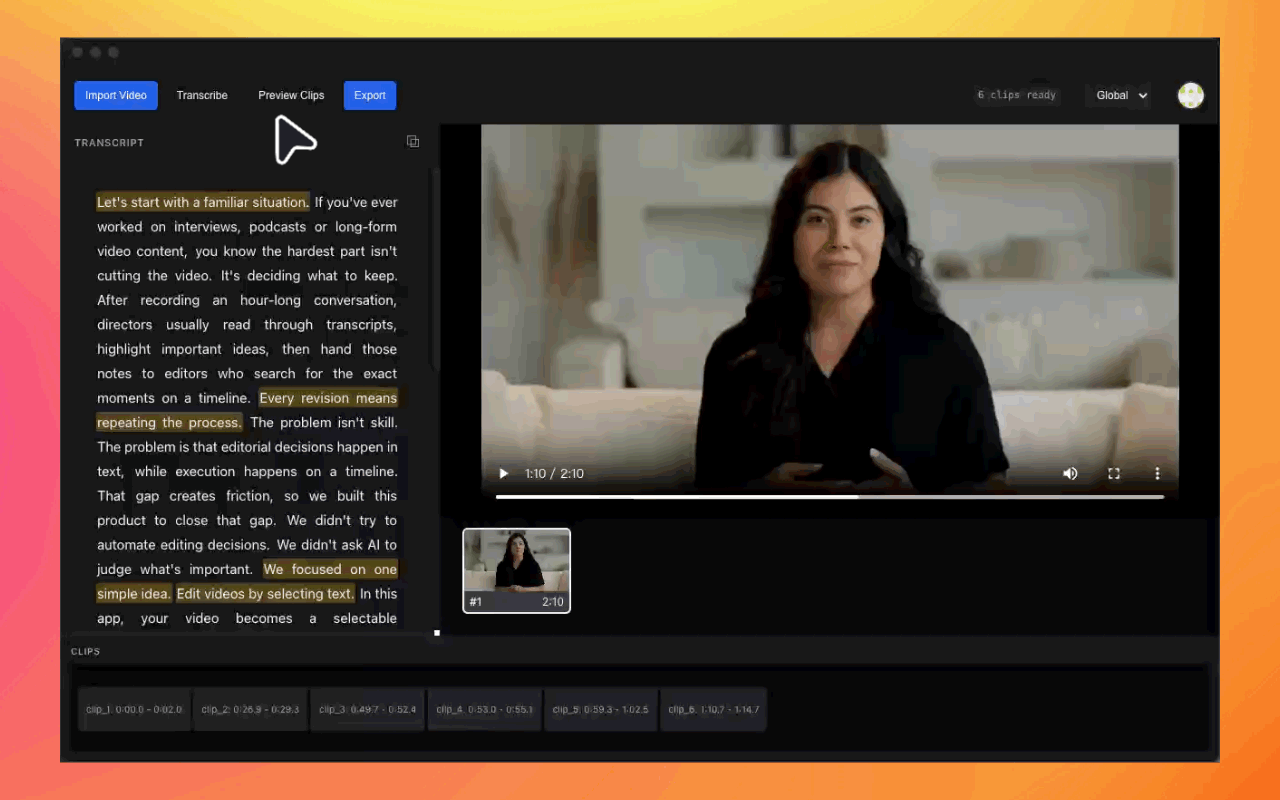Selection is preview