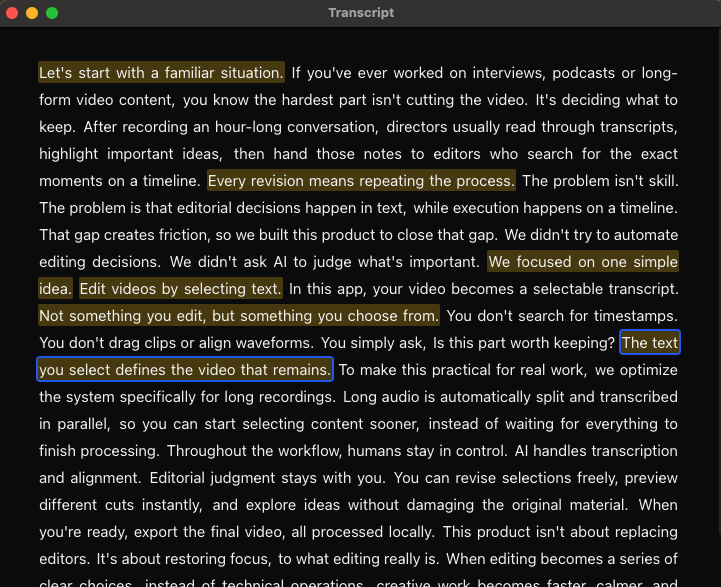 Video editing without the timeline